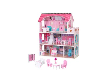 pepita 3 poschodovy dreveny domcek pre babiky s led osvetlenim a modernymi doplnkami pink 86449344 1200x630