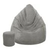 Sedací vak PLYŠ s podnožníkem šedý