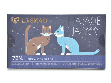 Čokoláda hořká 75% kočičí jazýčky Láskao 80g