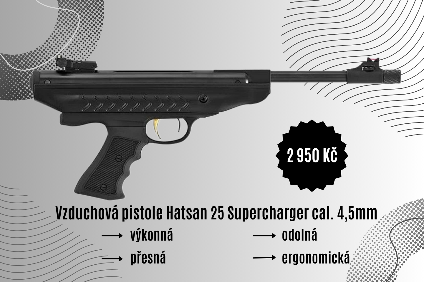 Vzduchová pistole Hatsan 25 Supercharger cal. 4,5mm