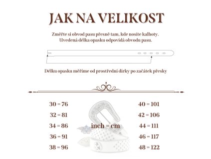 Velikostní tabulka PÁSKY 2