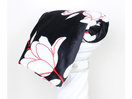 14814 deka mikroflanel kvety na cernem 200x220