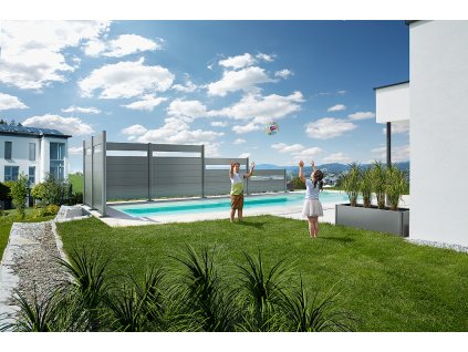 zastena k bazenu Biohort Privacy screen 135 cm sedy kremen