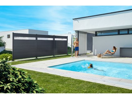 zastena k bazenu Biohort Privacy screen vyska 90 cm tmave seda antracit
