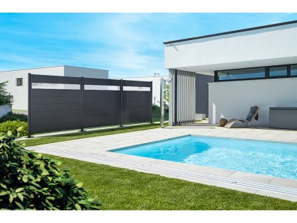 zastena k bazenu Biohort Privacy screen vyska 135 cm tmave seda antracit