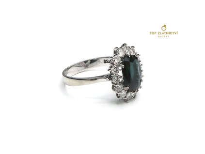 Zlatý prsten se safírem a diamanty 4.03g