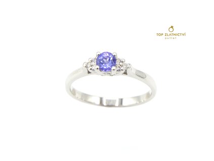 Zlatý prsten s tanzanitem a diamanty 1.97g
