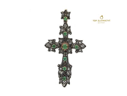 Přívěsek s diamanty a smaragdy 12.69g