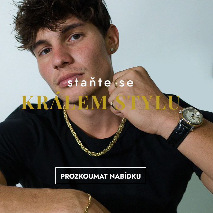 TOP Zlatnictví banner - Muž se zlatými šperky