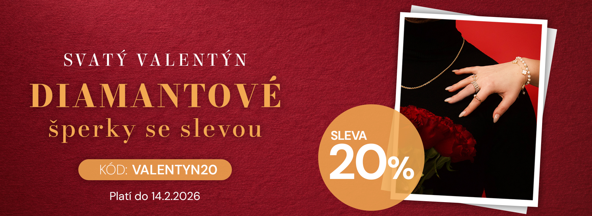 20% sleva na diamantové šperky - valentýn