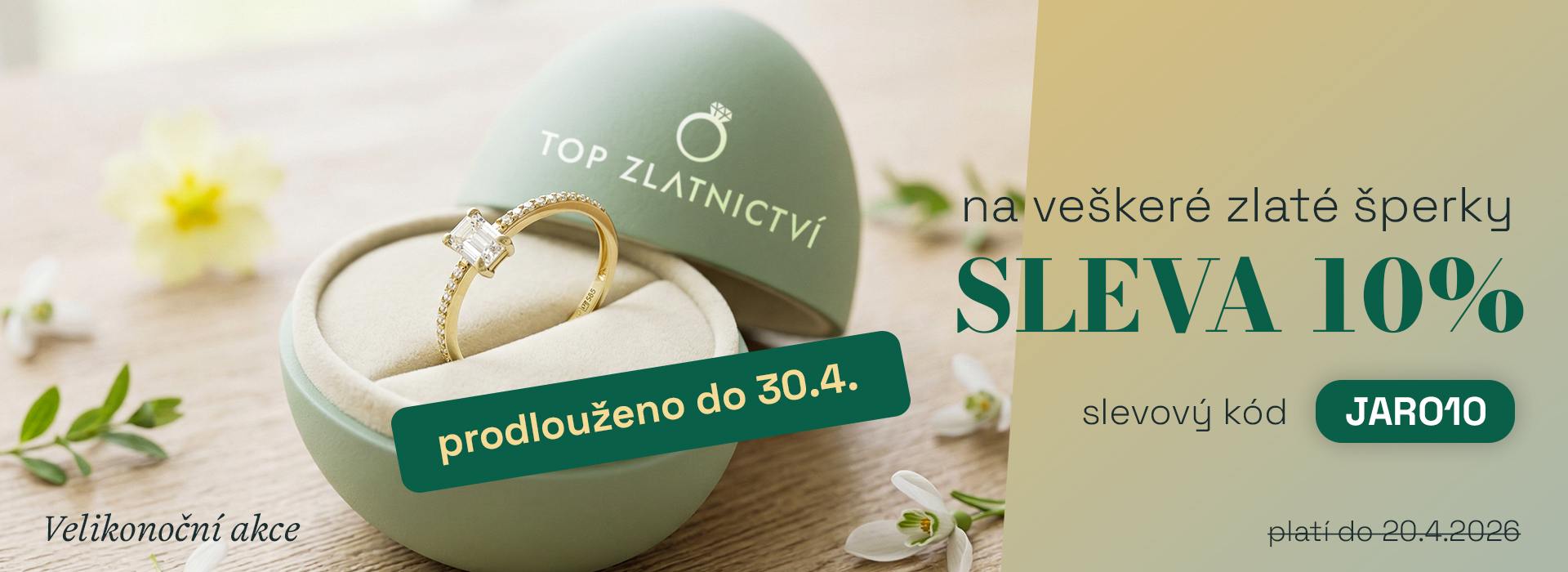 Zlatý prsten se zirkony v krabičce TOP Zlatnictví