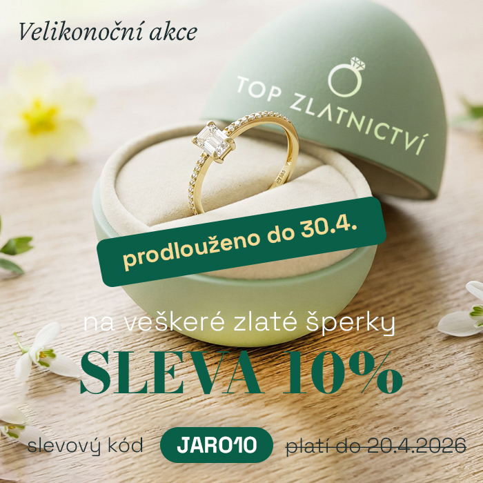 Zlatý prsten se zirkony v krabičce TOP Zlatnictví