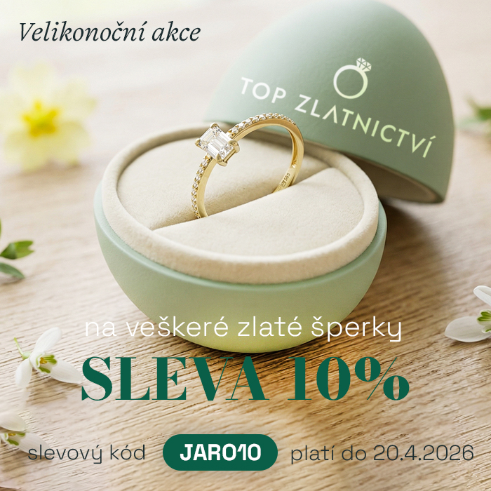 Zlatý prsten se zirkony v krabičce TOP Zlatnictví