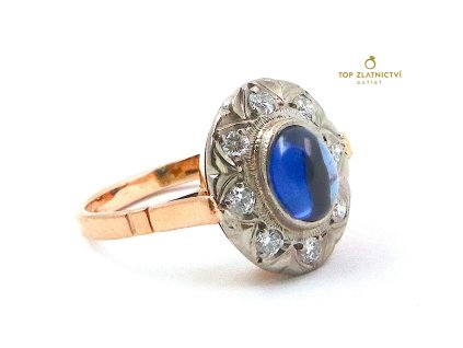 103501 zlaty prsten se safirem a diamanty 5 80g