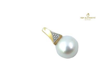 106276 zlaty privesek s perlou a diamanty 2 29g