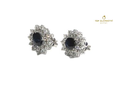 111577 zlate nausnice se safirem a diamanty 4 85g