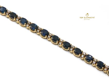 113977 zlaty naramek se safiry a diamanty 17 32g