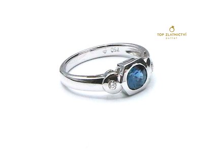 Zlatý prsten se safírem a diamanty 2.49g