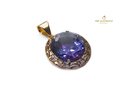 Zlatý přívěsek s tanzanitem a diamanty 2.38g
