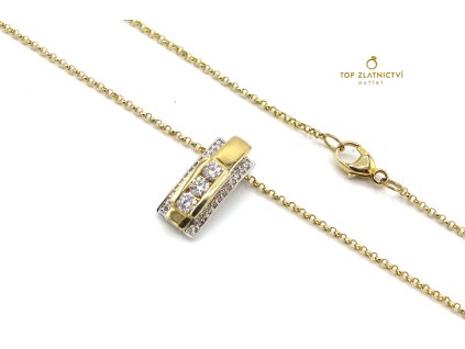 Zlatý řetízek s přívěskem s diamanty 3.09g