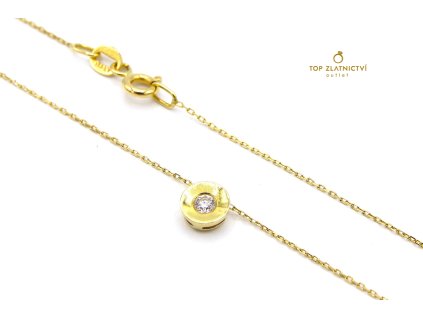 Zlatý řetízek s přívěskem s diamantem 1.69g