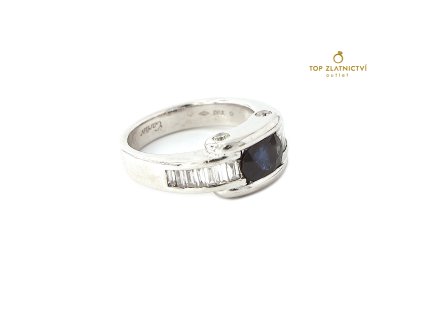 17420 zlaty prsten s diamanty a safirem 18 91g