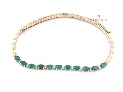 Zlatý náhrdelník s diamanty a smaragdy 39.63
