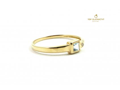 Zlatý prsten s diamantem a topazem 1.49g