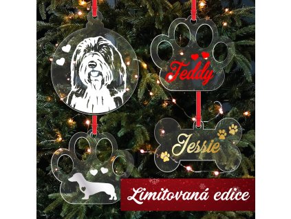 personalizované vánoční ozdoby se psy se jmény psů