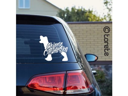 Chinesischer Schopfhund aufkleber -Chinese Crested Dog sticker - Čínský chocholatý pes nalepka -