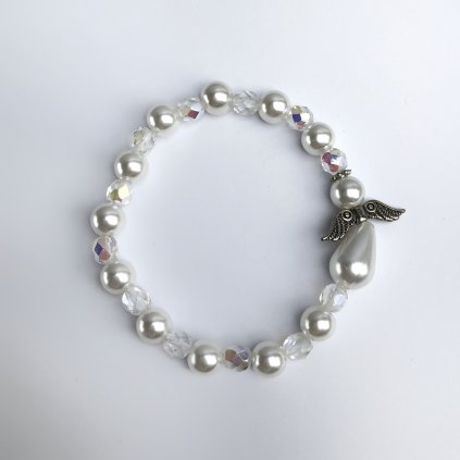 Perličkový náramek s andílkem