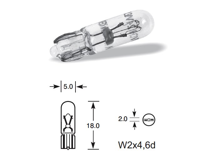 12V 2,3W celosklo W2x4,6d, Osram