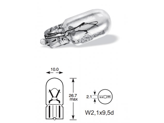 12V 5W celosklo W2,1x9,5d, Osram