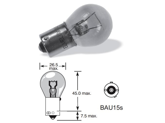 12V 21W BaU15s, oranžová, Osram