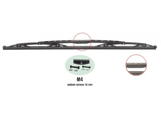 standardní truckový stěrač 20"/510mm, sedlo