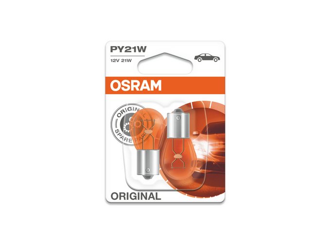 12V 21W BaU15s, oranžová, blistr (2ks), Osram