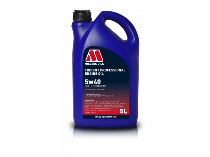 MILLERS OILS Trident Professional 5w40, plně syntetický, 5L