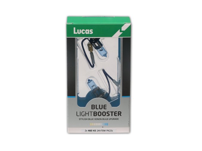 24V H3 70W Pk22s modrá, Lightbooster, sada (2 ks)