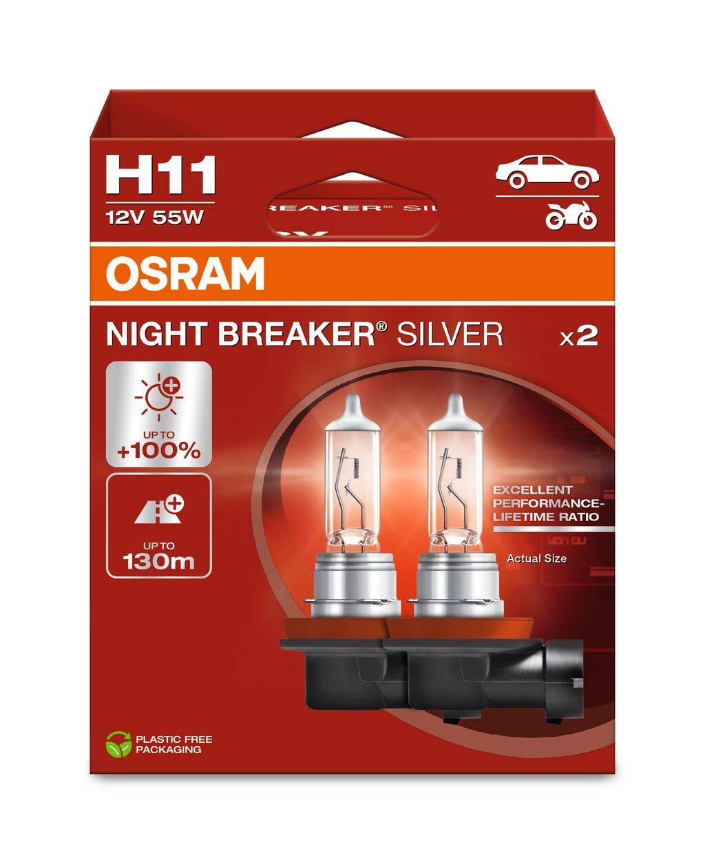 Autožárovky 12V H11 55W PGJ-2 Nightbreaker Silver +100%, sada (2 ks)