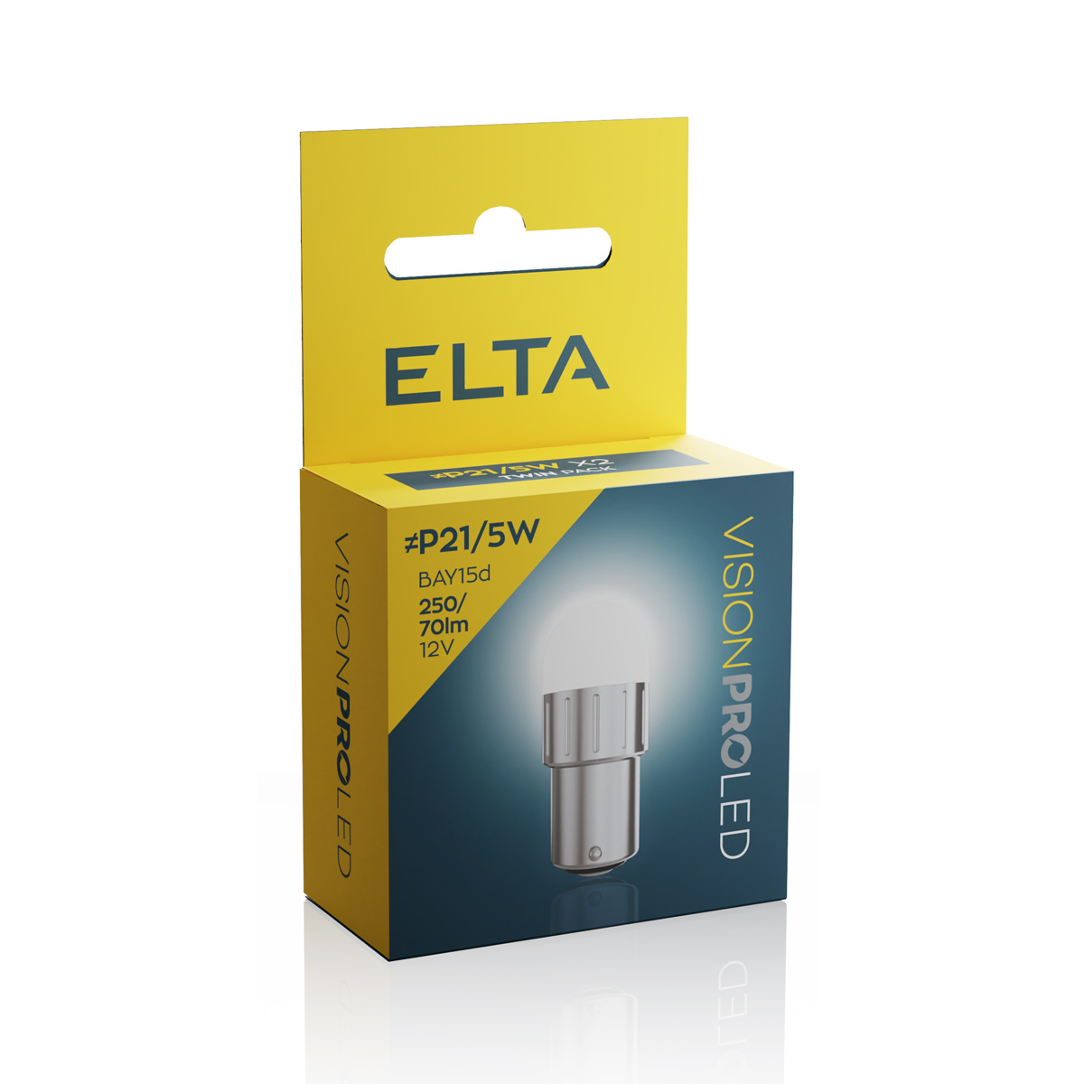 Autožárovka 12V LED žárovka P21-5W Bay15d 250lm, Elta - sada (2 ks)