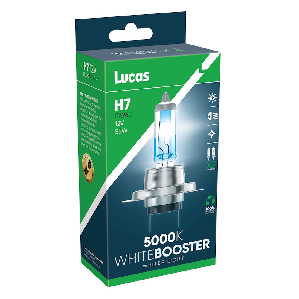 12V H7 55W PX26d Whitebooster 5000K, sada (2ks)