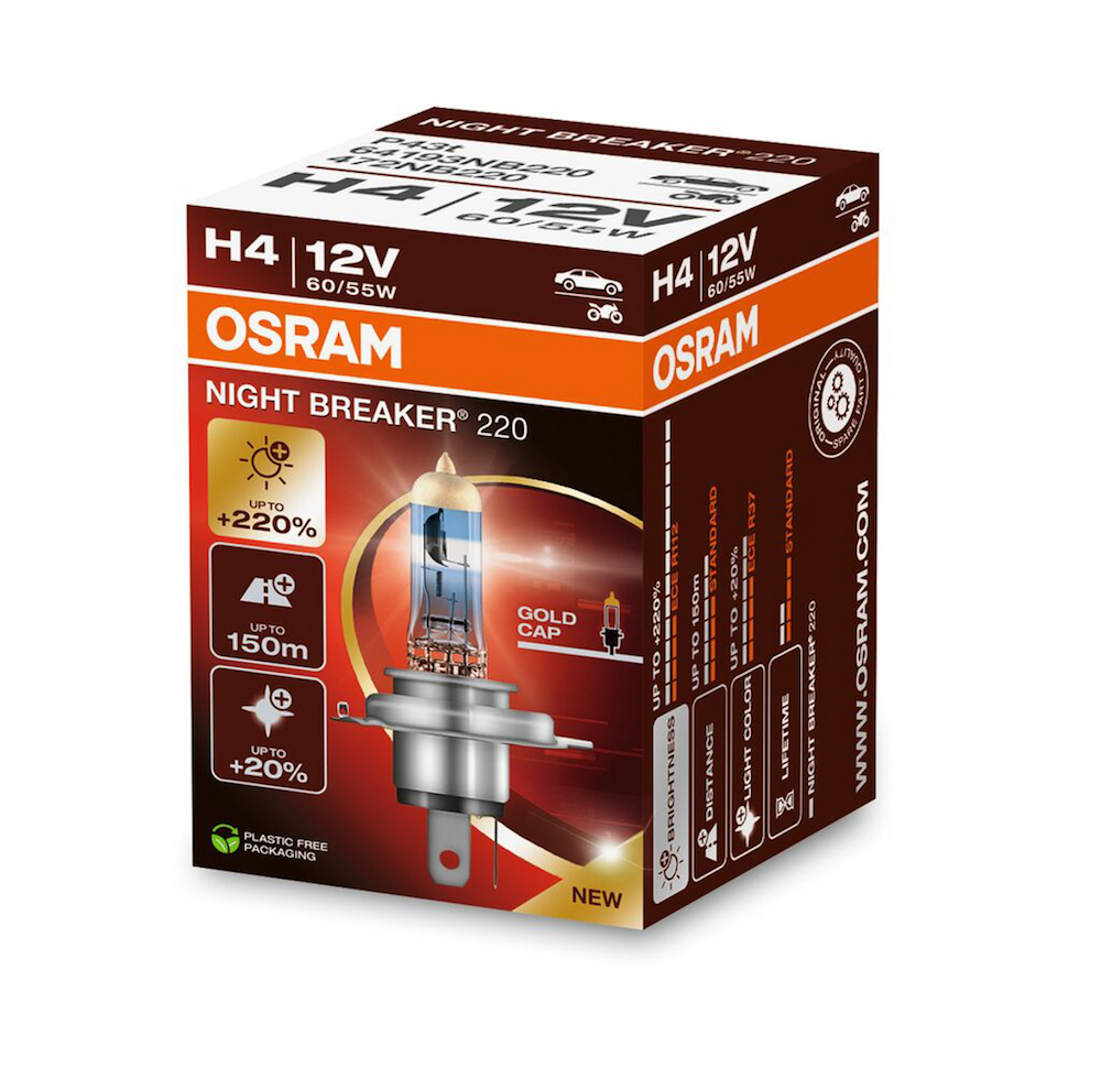 Autožárovka 12V H4 60-55W P43t NightBreaker 220 +220%
