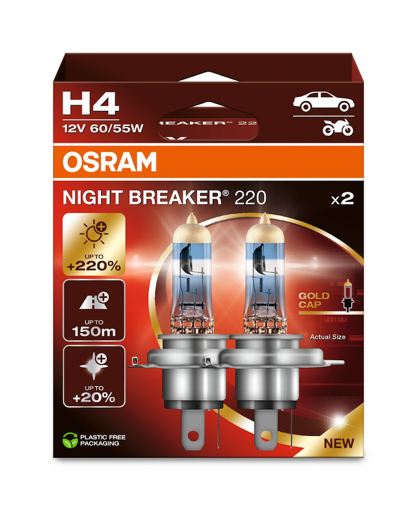 Autožárovky 12V H4 60-55W P43t NightBreaker 220 +220%, sada (2 ks)
