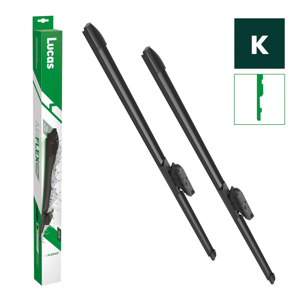 sada flat stěračů Lucas Airflex 22"+22" s adapt. K