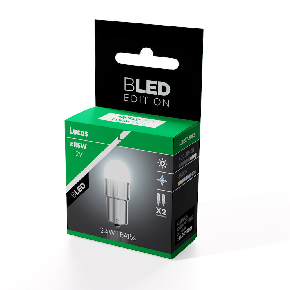 Autožárovka 12V LED žárovka R5W Ba15s 200lm, Lucas - sada (2 ks)