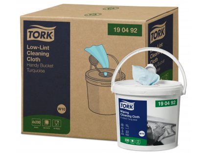 TORK 190492 – Low–Lint čisticí utěrky v přenosném kbelíku W10, netkaná text., 200útr., 4 kusy - Karton