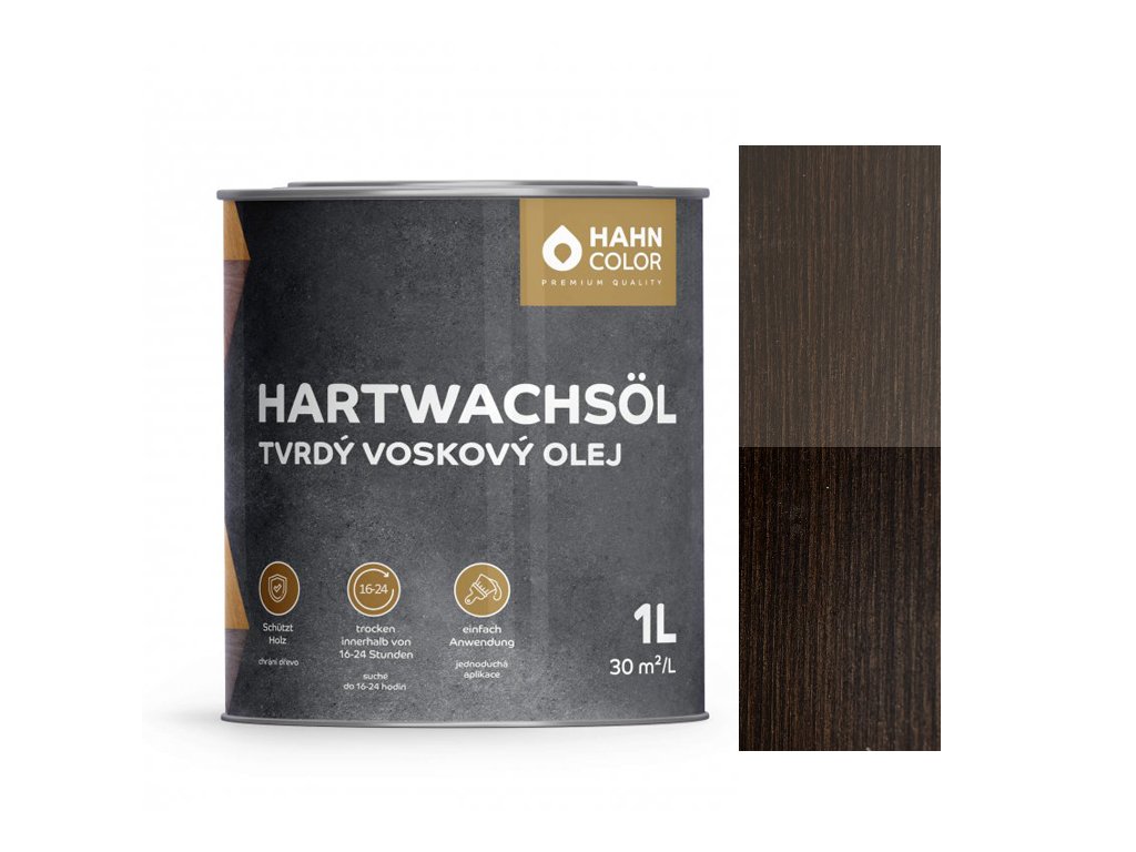 Hahn Color TVRDÝ VOSKOVÝ OLEJ HW-12 Eben - Ebenholz (Velikost balení 1L)