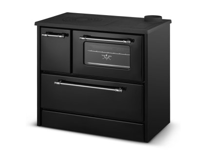 Sporák na tuhá paliva s litinovou plotnou - černý / pravý (Provedení pravý)