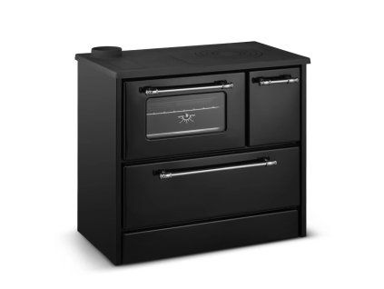 Sporák na tuhá paliva s litinovou plotnou - černý / levý (Provedení levý)