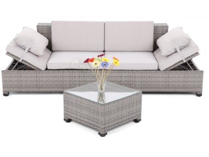 Sofa Milano 2 v 1 z technoratanu - Grey/Light-Grey